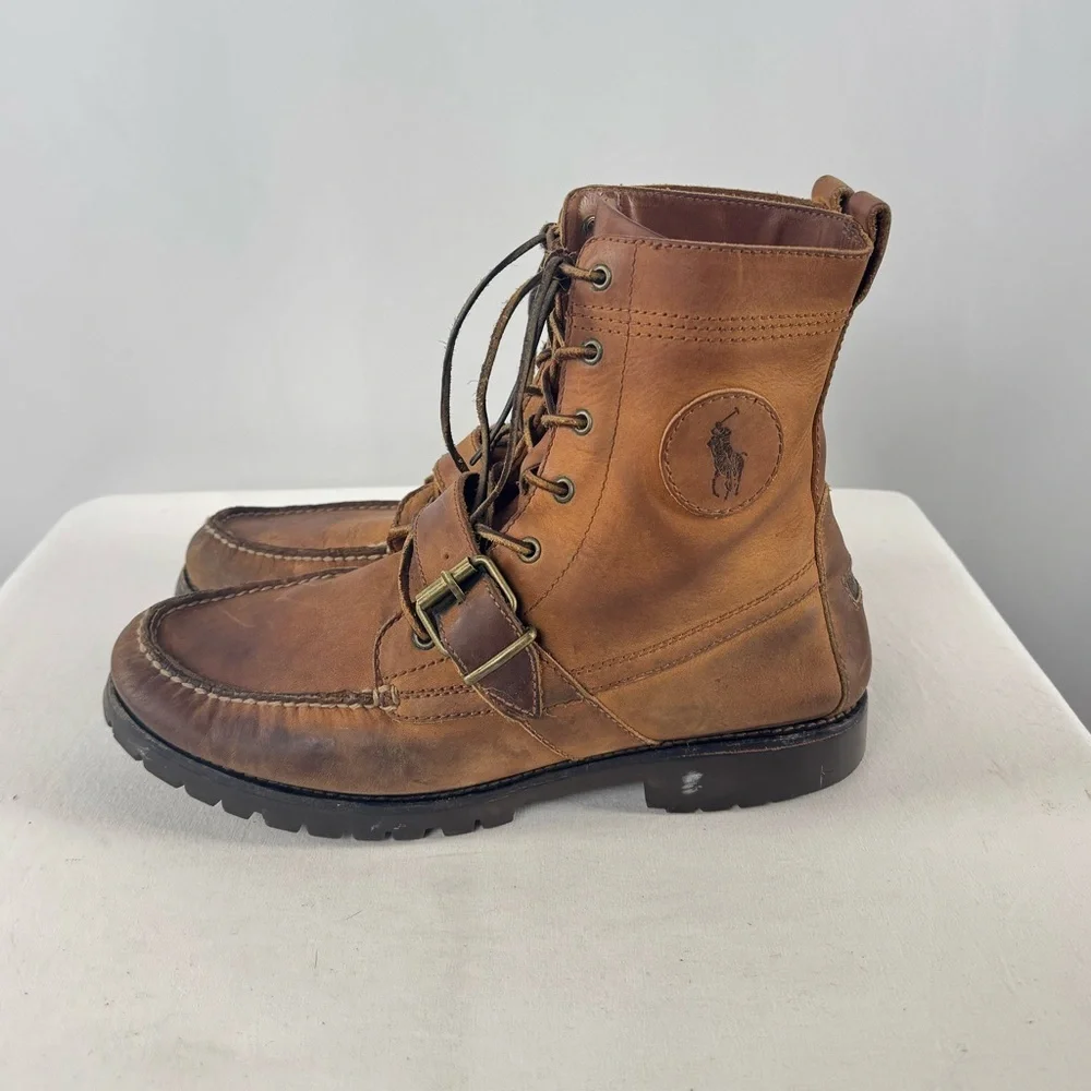 Polo Ralph Lauren Leather Buckle Ranger‎ Boots in Brown Size 10